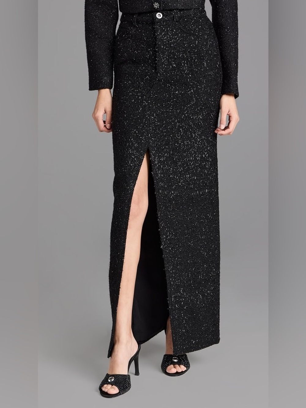 Self-Portrait Boucle Maxi Skirt Black